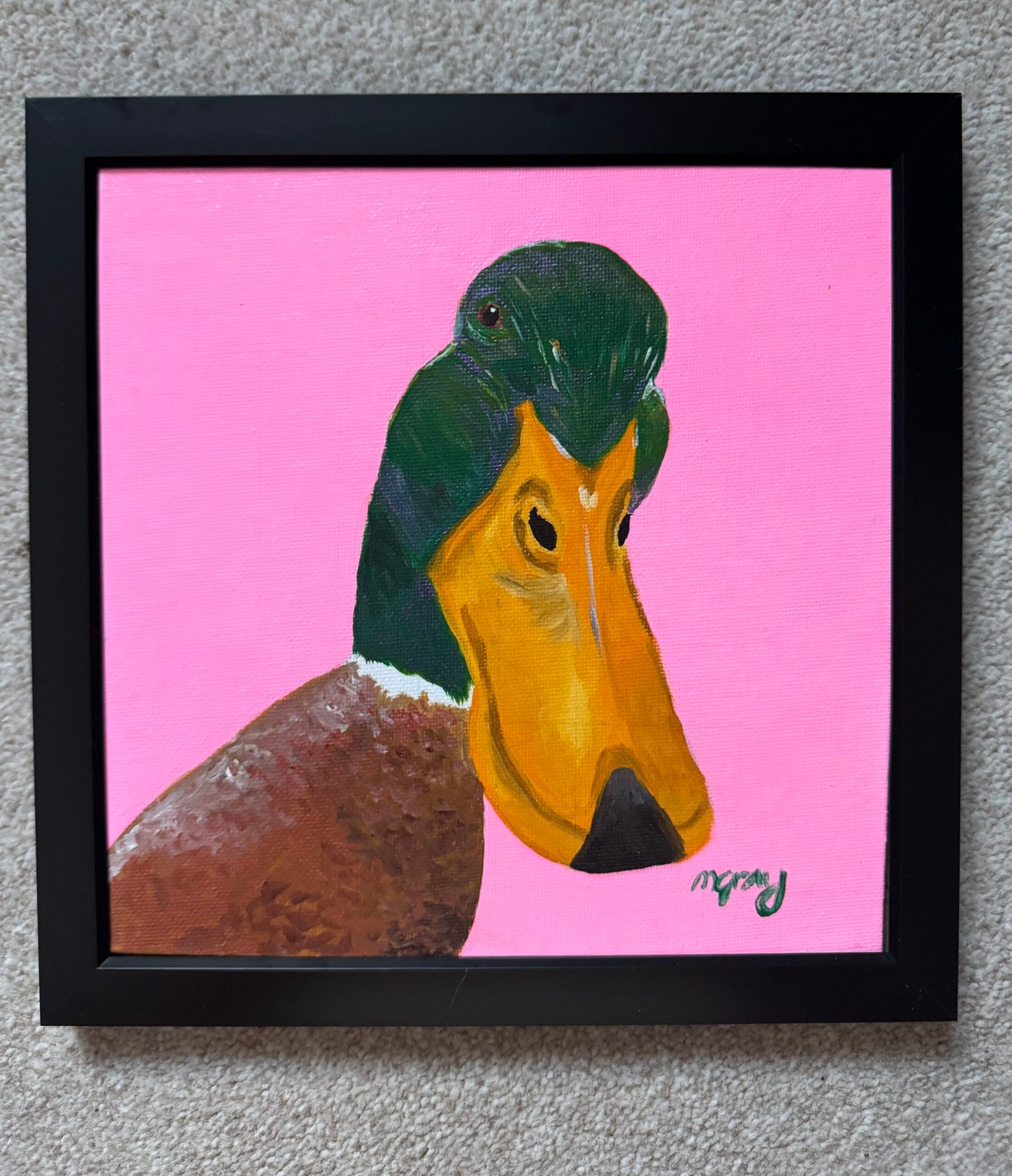Duck head 20 x 20 cm acrylic painting