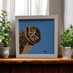 Burrowing owl 20 x 20 cm acrylic painting