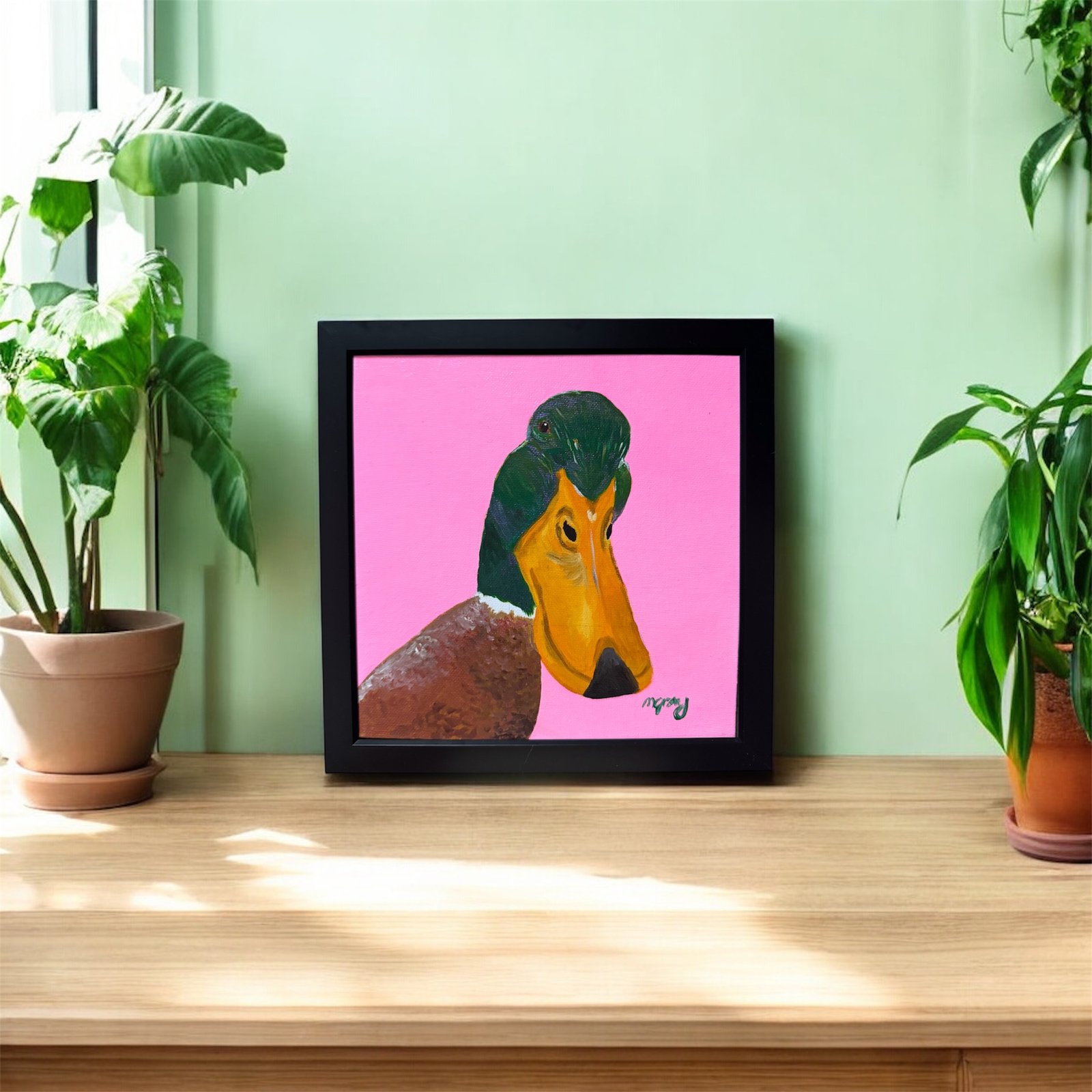 Duck head 20 x 20 cm acrylic painting - Image 3