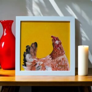 Grumpy chicken 20 x 20 cm acrylic painting