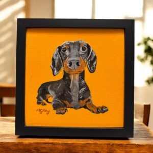 Mustard Dachshund 20 x 20 cm acrylic painting