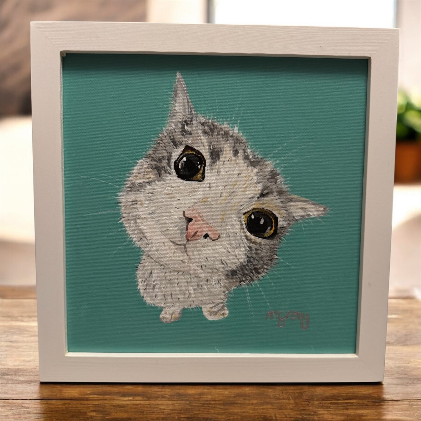 Curious Cat 20 x 20 cm acrylic painting