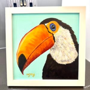 Toucan on turquoise 20 x 20 cm