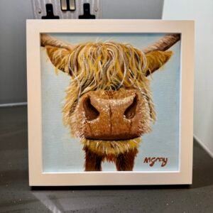 Brown highland cow 20 x 20 cm