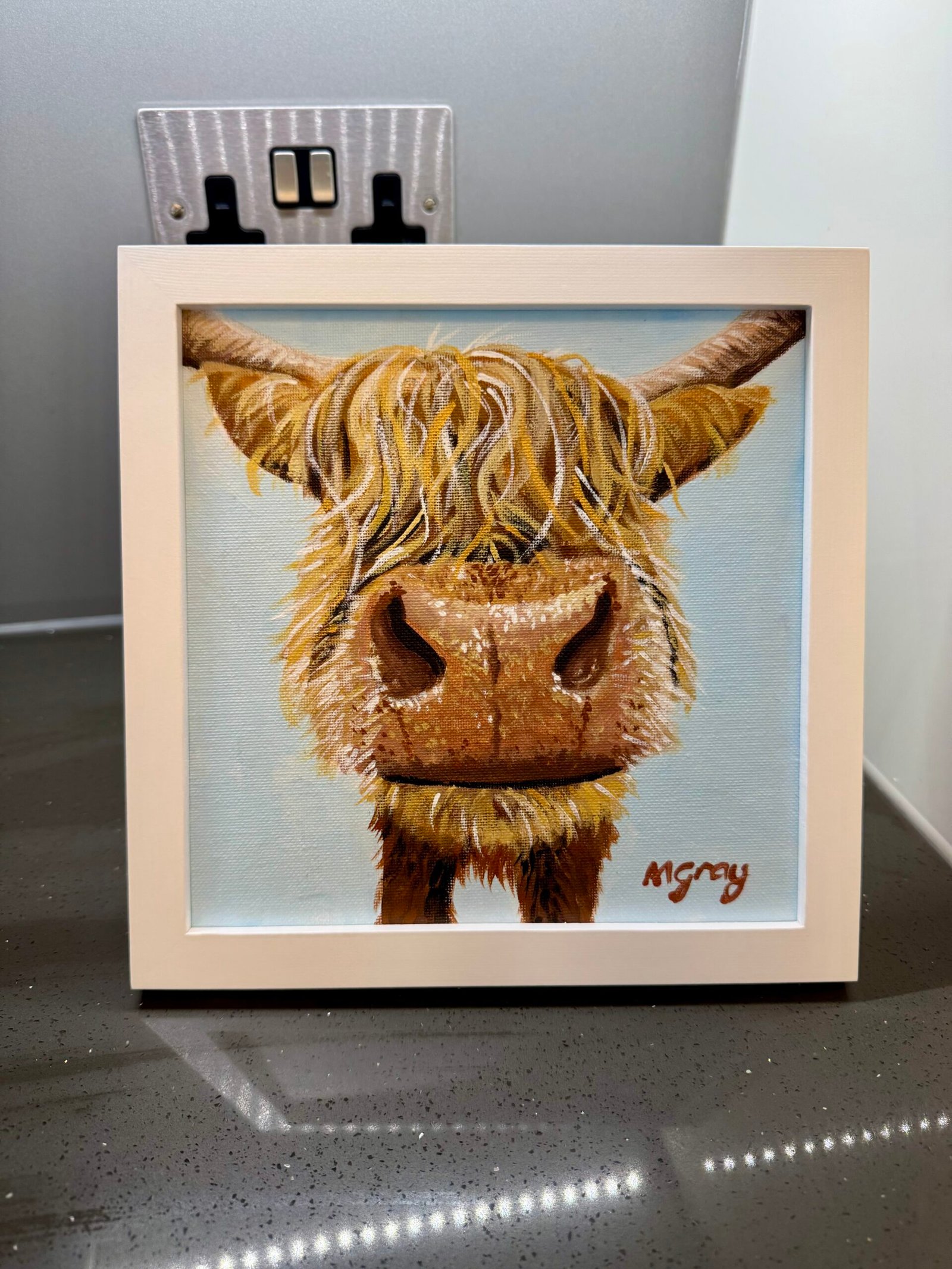 Brown highland cow 20 x 20 cm