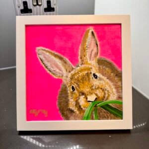 Rabbit on pink 20 x 20 cm