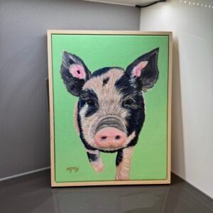 Pig on green 28 × 35 cm
