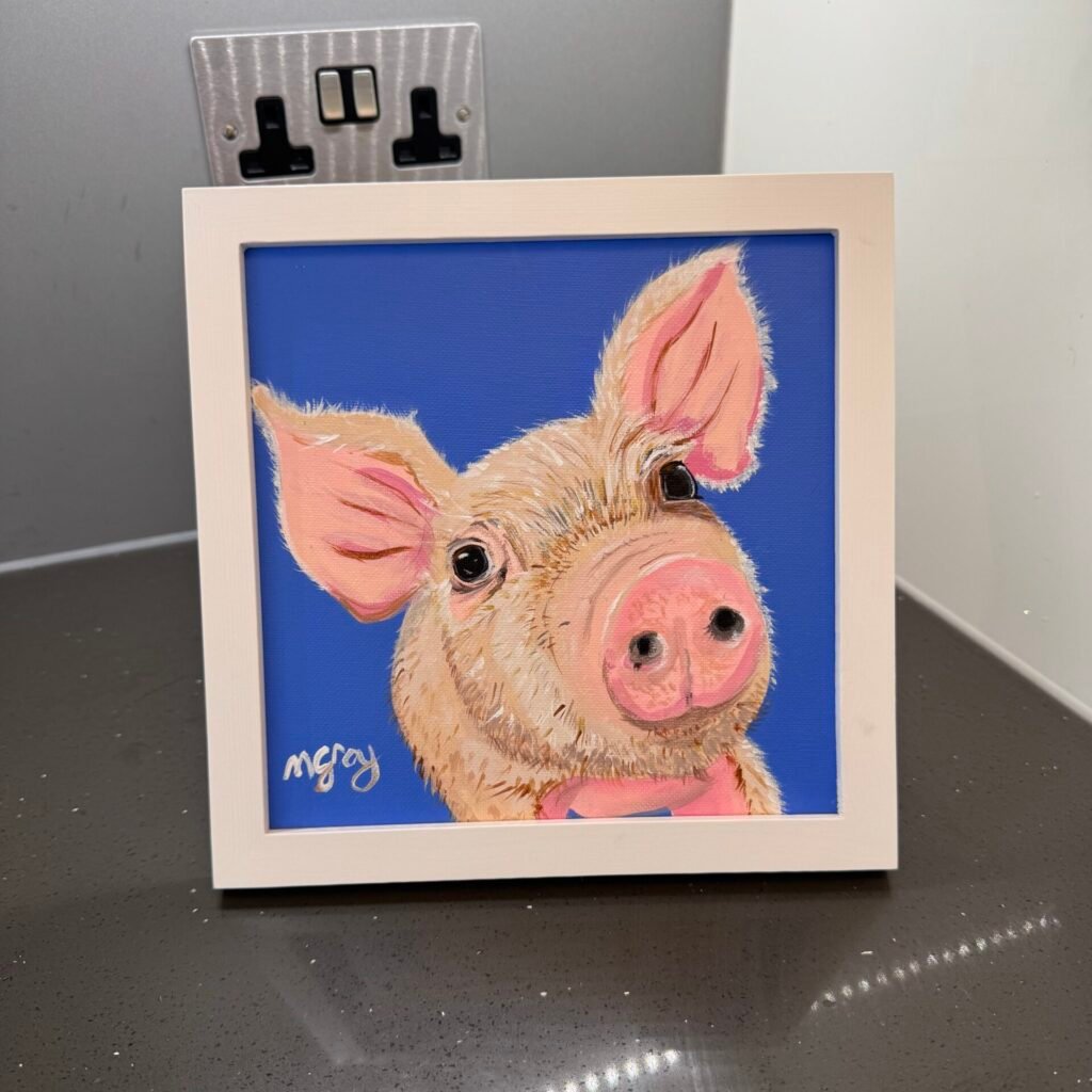 Pig on Cornflower Blue 20 x 20 cm