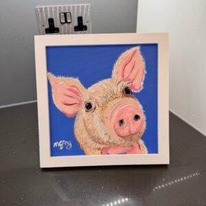 Pig on Cornflower Blue 20 x 20 cm