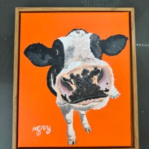 Cow on orange 25 × 30 cm