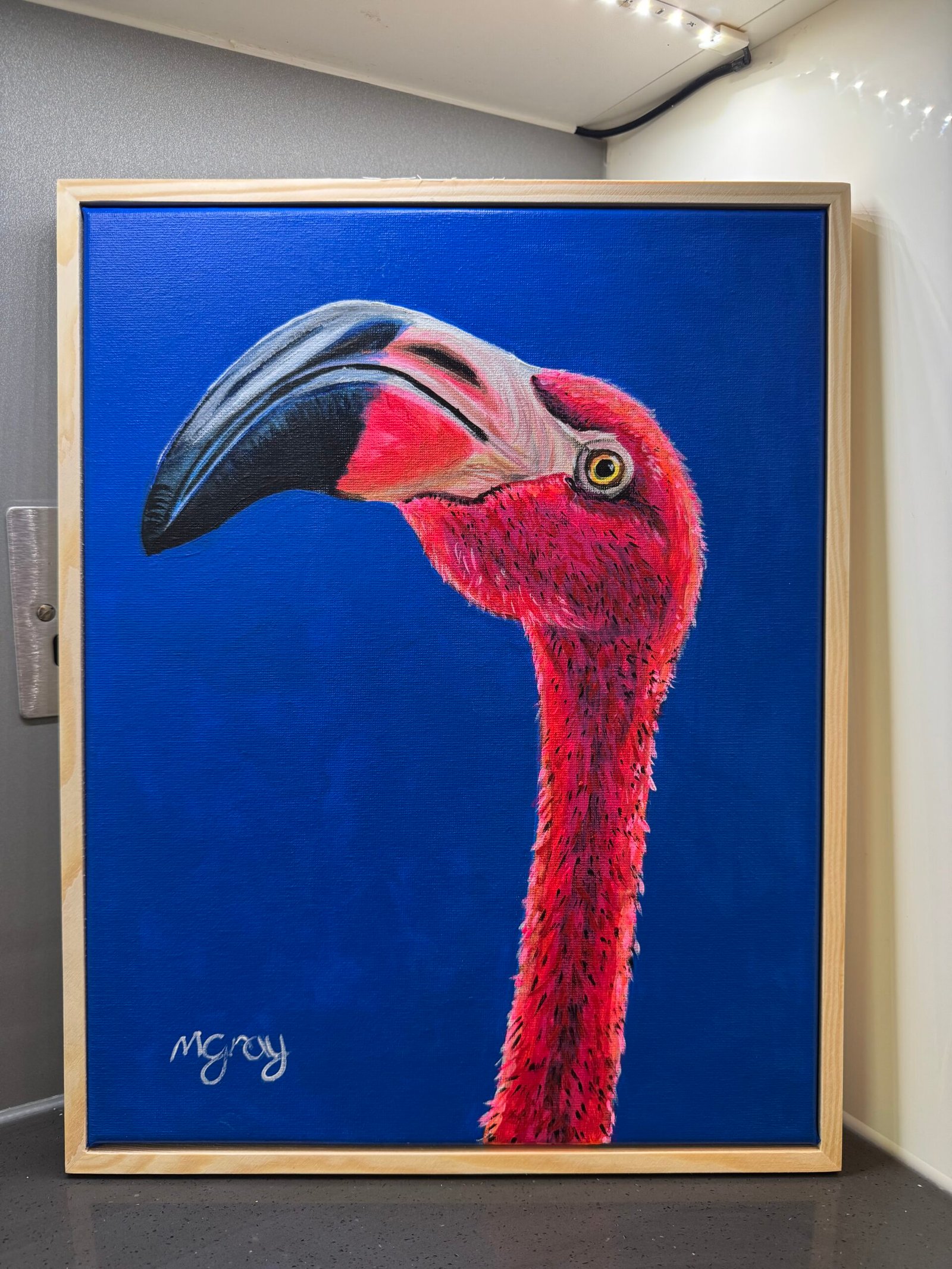 Fluorescent Flamingo 28 x 35 cm