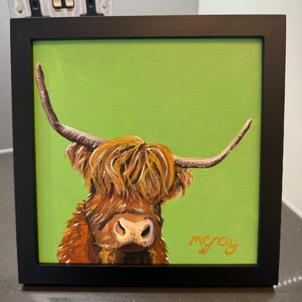 Highland Cow on Green