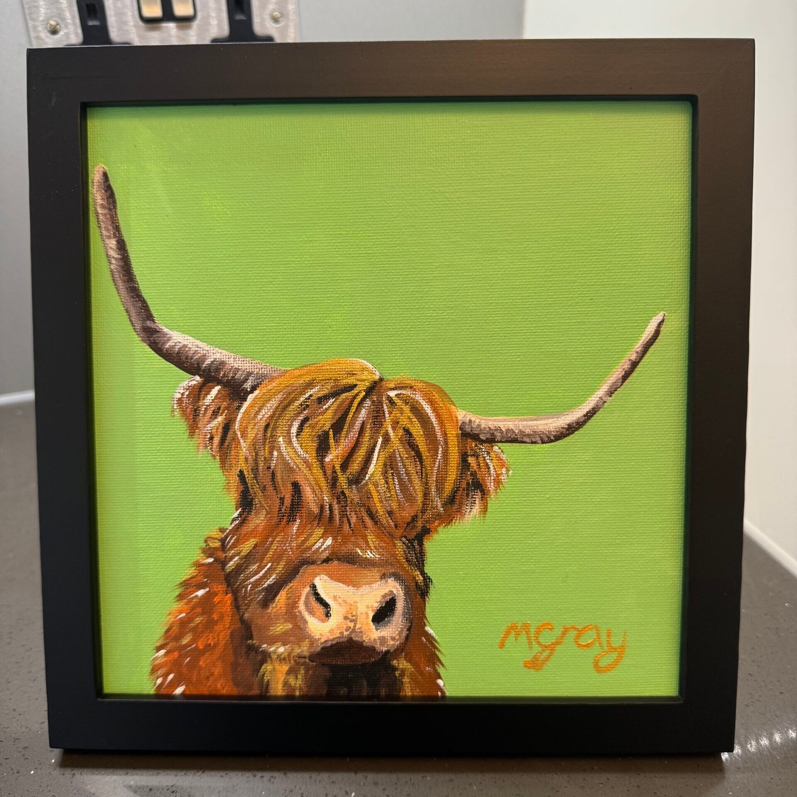 Highland Cow on Green