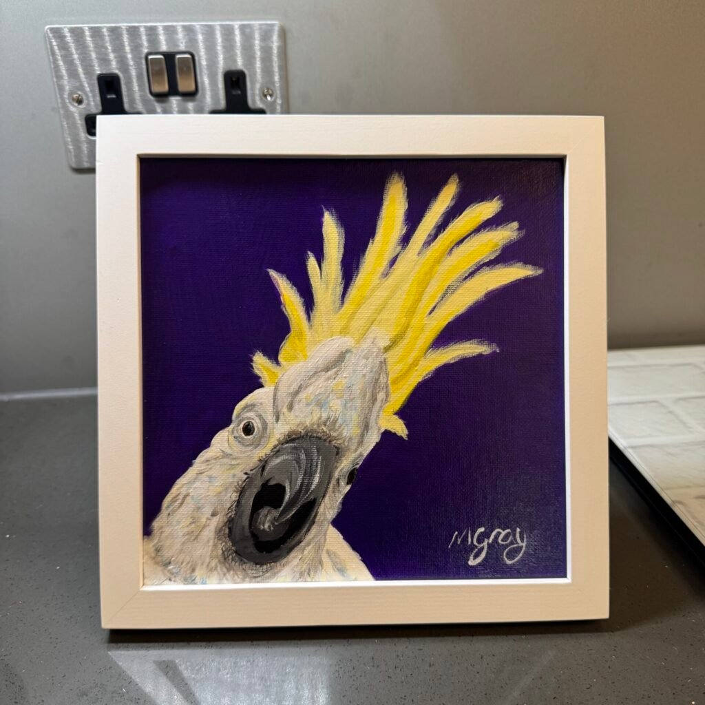 Cockatoo with Raised Crest 20 x 20 cm