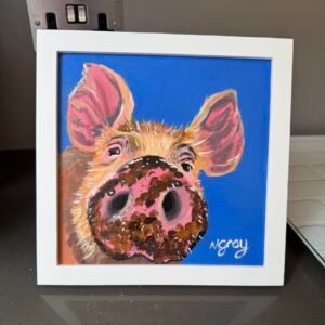 Big snout pig on blue 20 x 20 cm